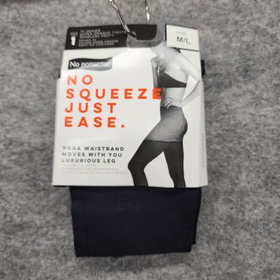 No Nonsense NO SQUEEZE JUST EASE Yoga Waistband Blackout Tights M/L